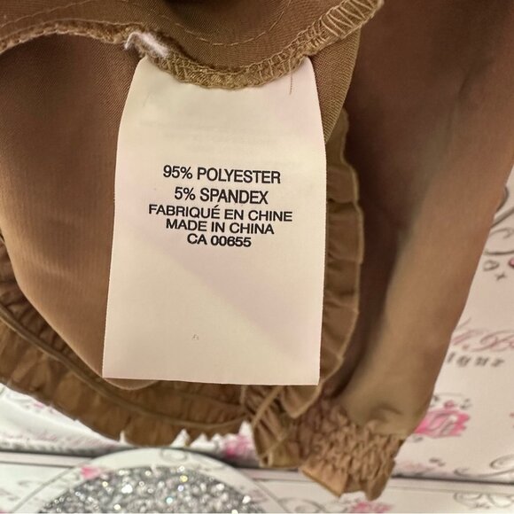 Smart set Silky Brown gold top cinched sexy ribbon tie with Ruffle halter - Picture 5 of 6